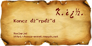 Koncz Árpád névjegykártya